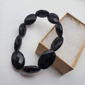 Black Gothic beaded bracelet‎ edgy punk rock style